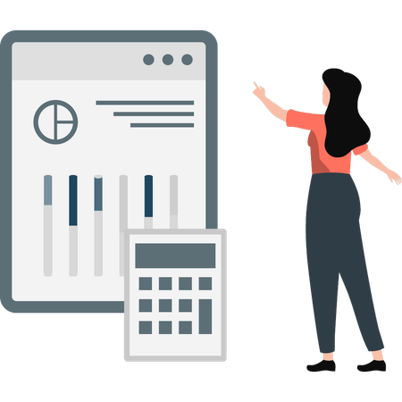 Woman calculating business profit  Illustration