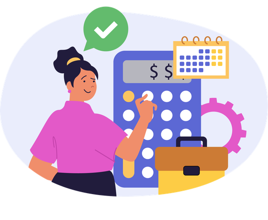 Woman calculating financial data  Illustration