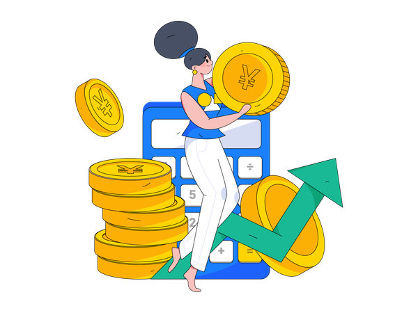 Woman calculating financial growth  Illustration