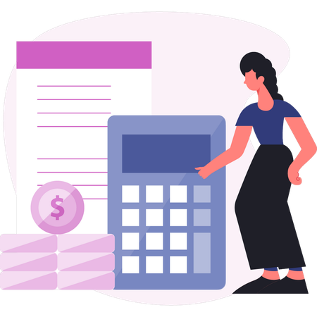 Woman calculating investment profit  Illustration