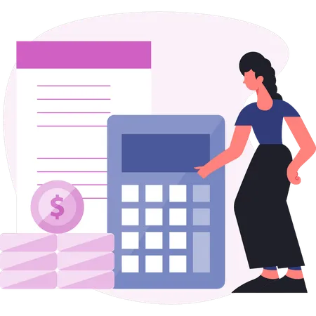 Woman calculating investment profit  Illustration