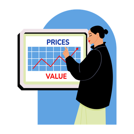Woman calculating price value  Illustration