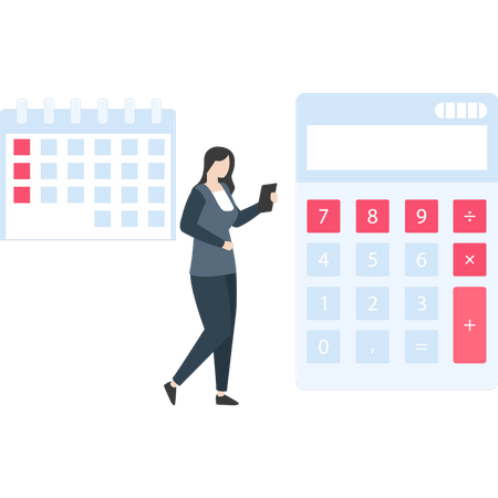 Woman calculating tax  Illustration