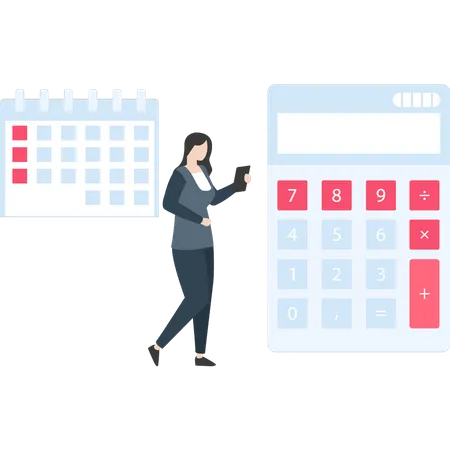 Woman calculating tax  Illustration