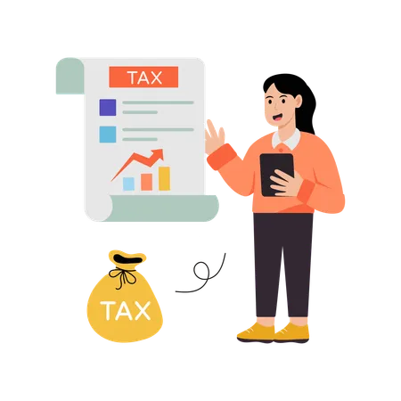 Woman calculating tax online  Illustration