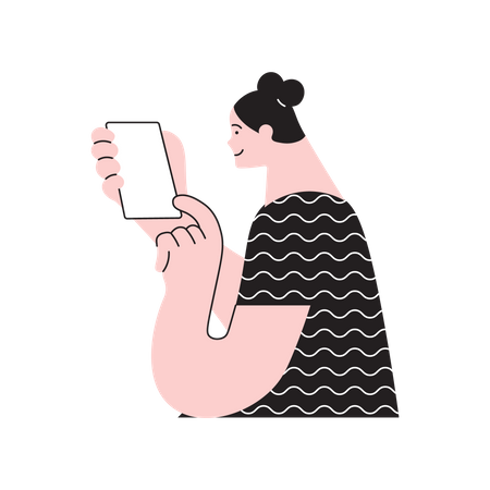 Woman calling by smartphone Illustration