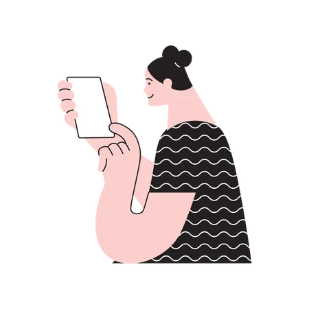 Young Woman Calling By Modern Smartphone Illustration