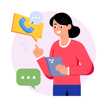 Woman calling in Customer Care  Illustration