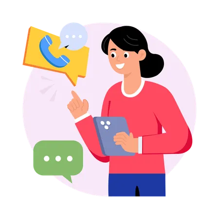 Woman calling in Customer Care  Illustration