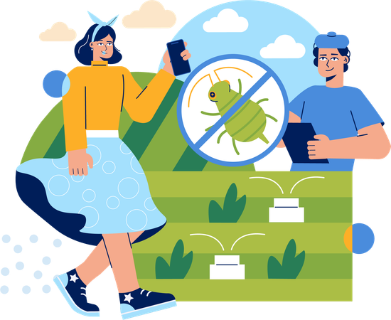 Woman calling pest control  Illustration
