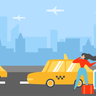 woman calling taxi illustration svg