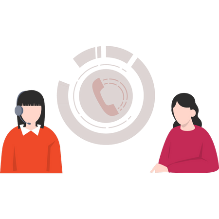 Woman calling the support center  Illustration