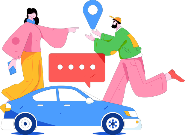 Woman calls taxi driver  Illustration