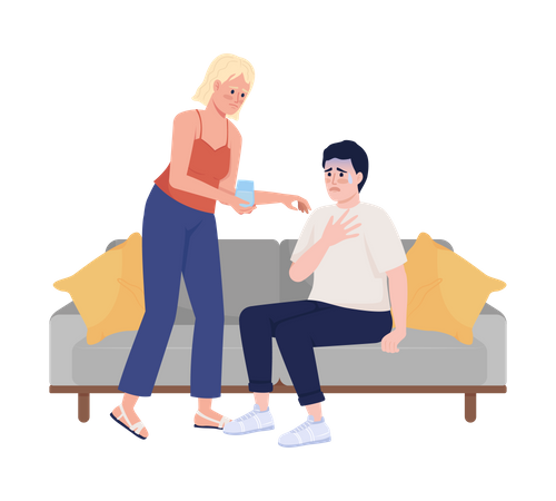 Woman calming down stressed friend  Illustration
