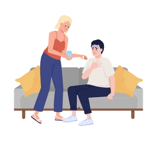 Woman calming down stressed friend Illustration