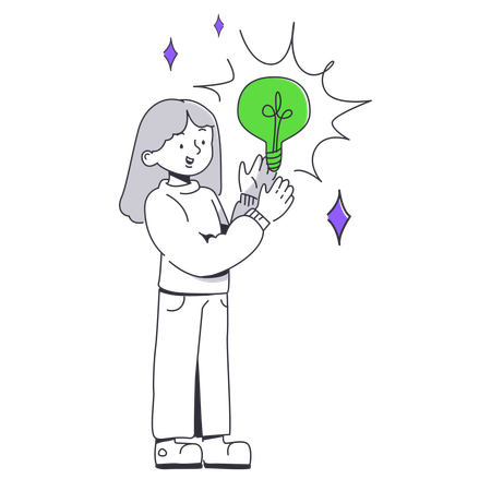 Woman came up with great idea  Illustration