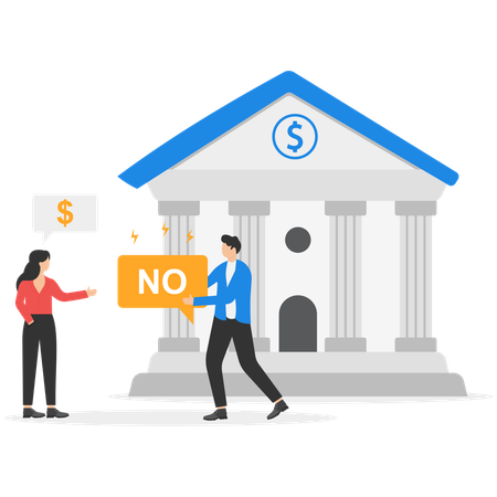 Woman can not getting bank loan from manager  Illustration