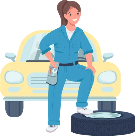 Woman car mechanic Illustration