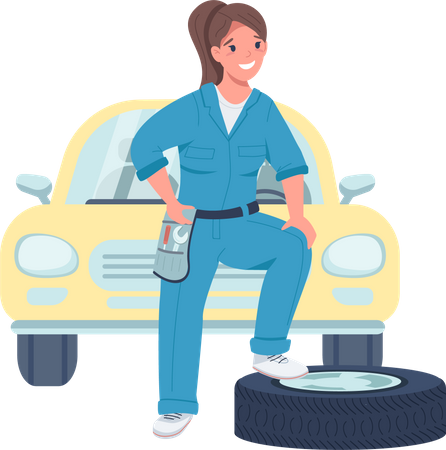 Woman car mechanic  Illustration