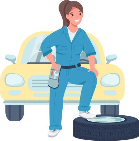 Woman car mechanic  Illustration