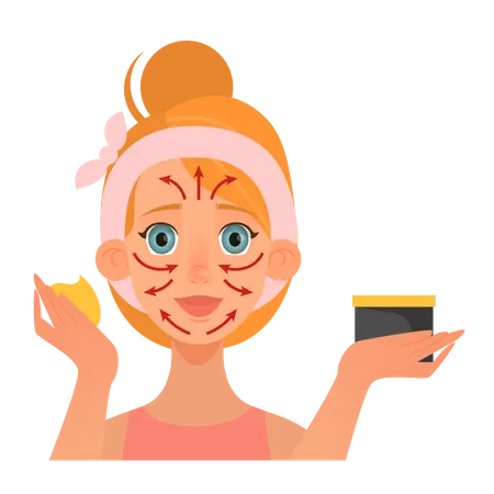 Woman care about face beauty  Illustration