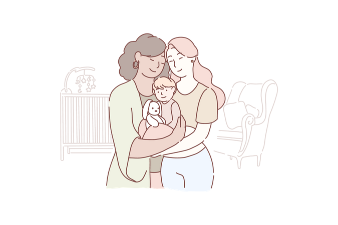 Woman caring child  Illustration