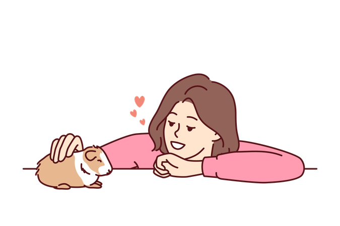 Woman Caring pets  Illustration