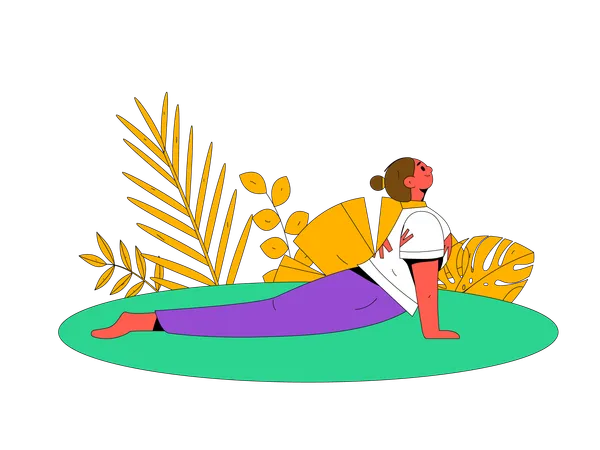Woman carries out yoga workout  Illustration