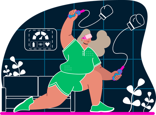 Woman carries VR workout  Illustration