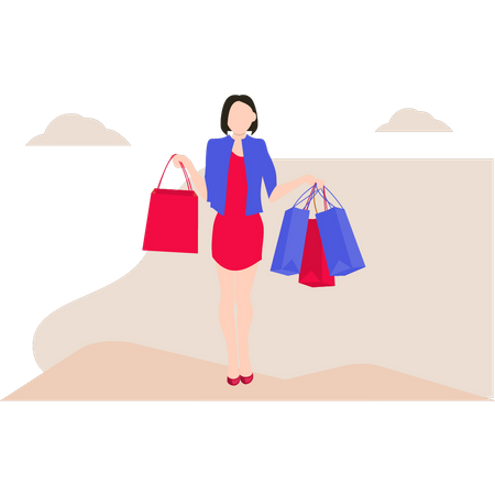 Woman carry shopping bag  Illustration