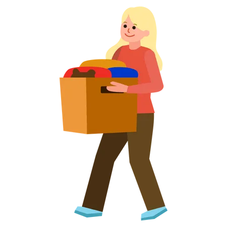 Woman carrying box Illustration