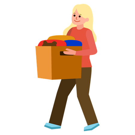 Woman carrying box  Illustration