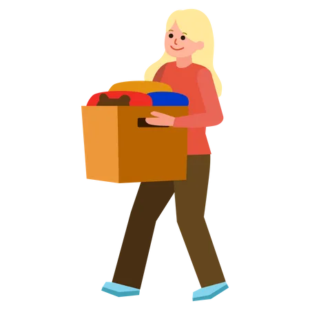 Woman carrying box  Illustration