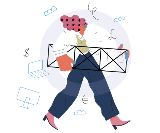 Woman Carrying Boxes Illustration