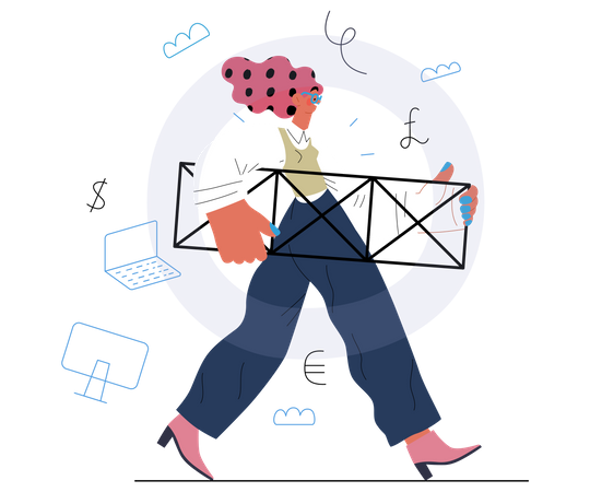 Woman Carrying Boxes  Illustration