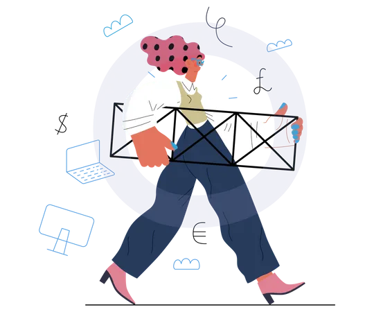 Woman Carrying Boxes  Illustration