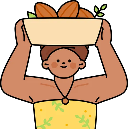 Woman carrying cocoa beans  Illustration