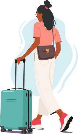 Woman Carrying Luggage  Illustration