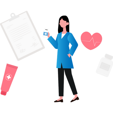 Woman carrying medicine bottle  Illustration