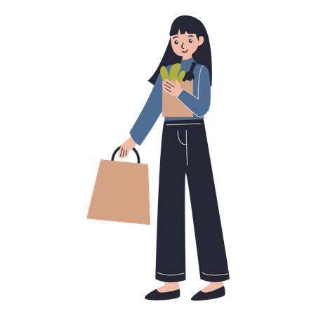 Woman carrying shopping  Illustration