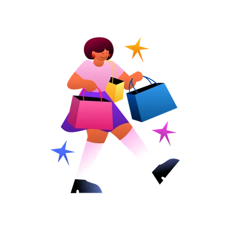 Woman carrying shopping bag  Illustration