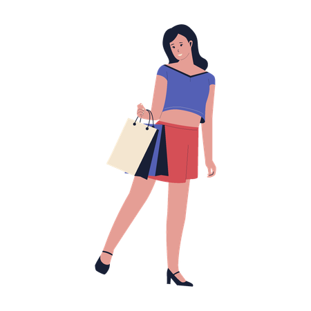 Woman carrying shopping bags  Illustration