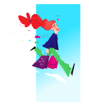 Woman Carrying Shopping Bags Illustration
