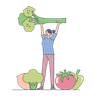 woman carrying vegetable illustration svg