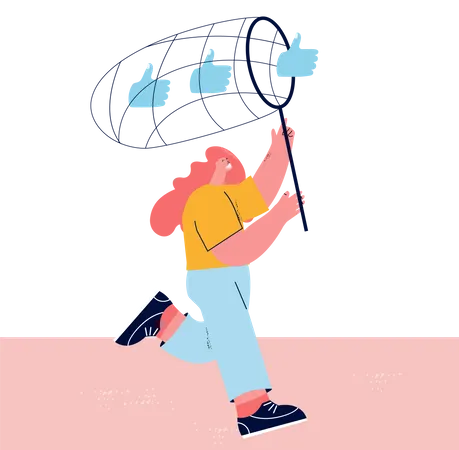 Woman catching feedback  Illustration