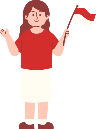 Woman celebrate Indonesia independence day  Illustration