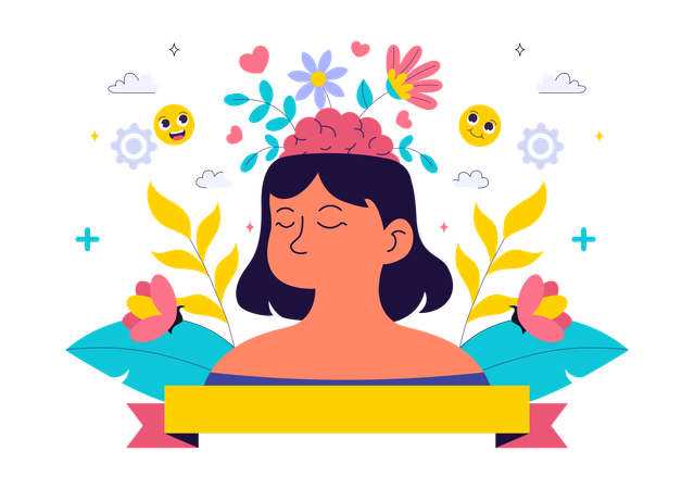 Woman celebrates World Mental Health Day  Illustration