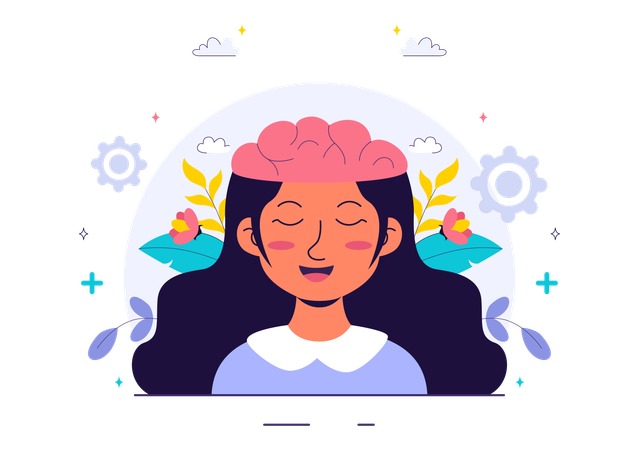 Woman celebrates World Mental Health Day  Illustration