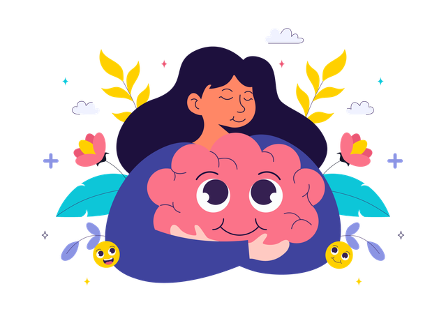 Woman celebrates World Mental Health Day  Illustration