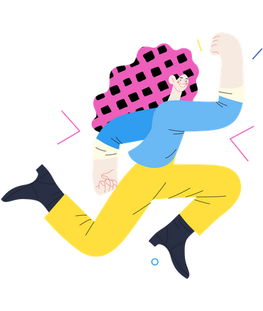 Woman celebrating by jumping  Illustration